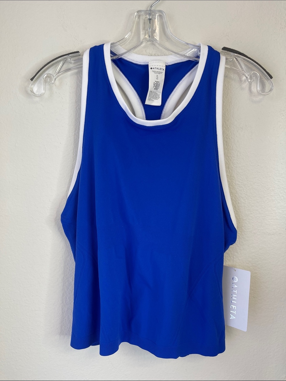 Athleta Blue Racerback Tank with White Trim